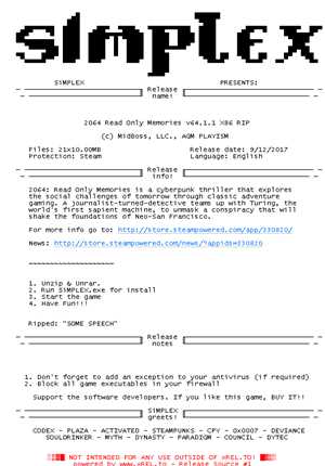 Download 2064 Read Only Memories v64 1 1 X86 RIP-SiMPLEX game