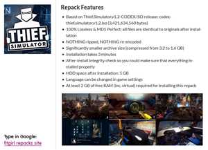 Download Thief Simulator v1.2b, MULTi14 game